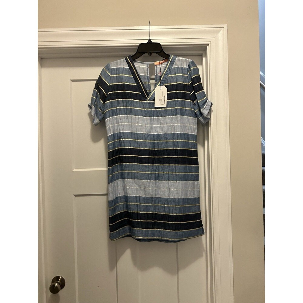 Vilagallo Sheath Shirt Dress Women’s Size 38 US 6 Blue Striped Preppy Classic